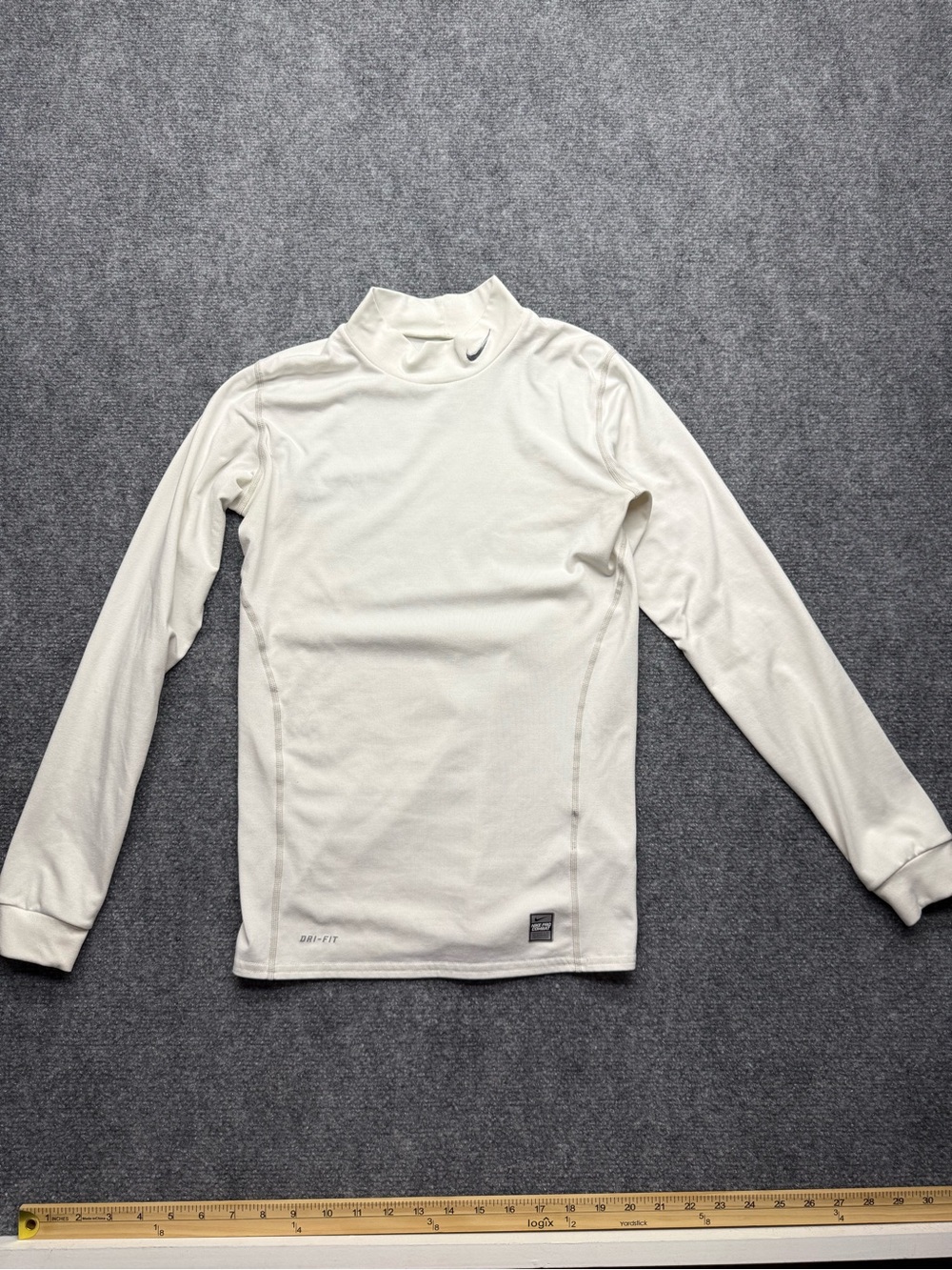 Nike Dri Fit Pro Combat Youth XL off White Long Sleeve Mock Neck Top